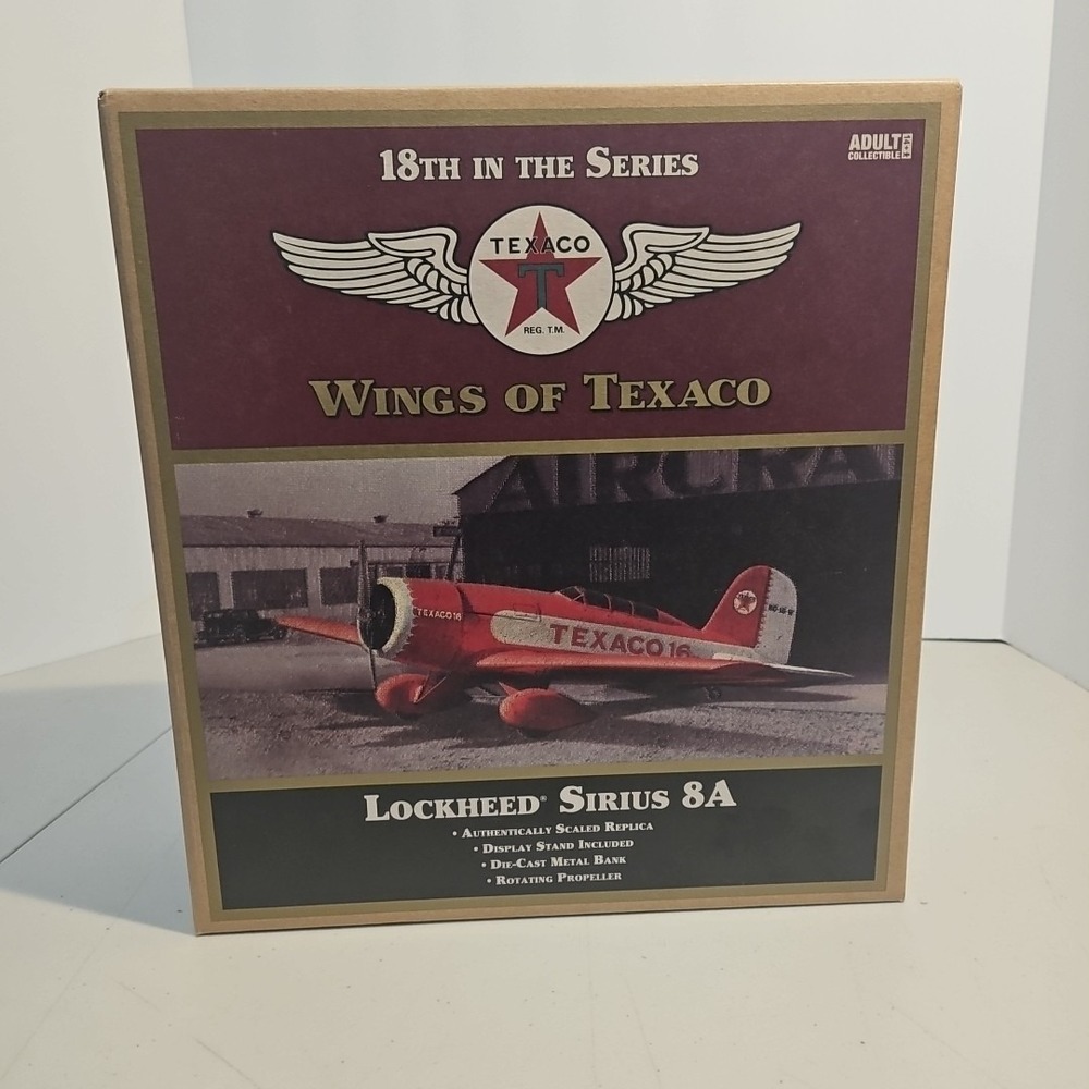 ERTL DIE CAST WINGS OF TEXACO 1930 LOCKHEED SIRIUS 8A AIRPLANE BANK CP5907 NIB